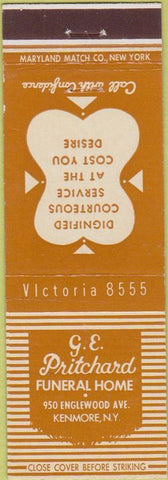 Matchbook Cover - Prichard Funeral Home Kenmore NY