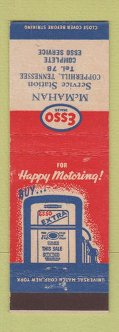 Matchbook Cover - Esso oil gas McMahan Copperhill TN low phone #
