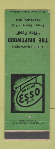 Matchbook Cover - Esso oil gas The Driftwood Palermo ON