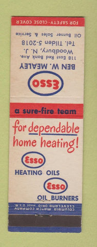 Matchbook Cover - Ben Mealey Esso oil gas Woodbury NJ