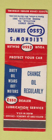 Matchbook Cover - Esso oil gas Leighow's Millville PA