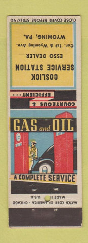 Matchbook Cover - Coslick Esso oil gas Wyoming PA