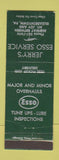 Matchbook Cover - Jerry's Esso oil gas Elizabethtown PA WEAR