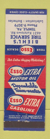 Matchbook Cover - Biehl's Tire Service Esso oil gas Temple PA