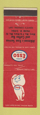 Matchbook Cover - Esso oil gas Atkinson's Reece's Corners ON