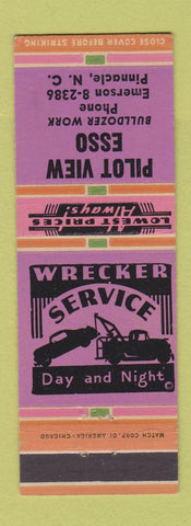 Matchbook Cover - Pilot View Esso oil gas Pinnacle NC towing bulldozer