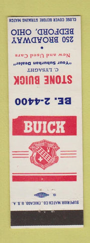 Matchbook Cover - Stone Buick Bedford OH