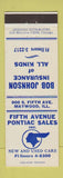 Matchbook Cover - Fifth Avenue Pontiac Bob Johnson Maywood IL