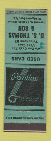Matchbook Cover - DS Thomas Pontiac Bridgewater VA WEAR