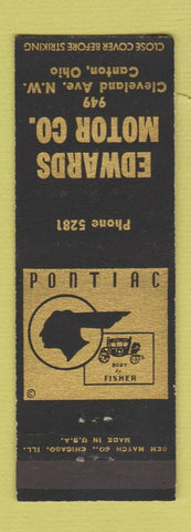 Matchbook Cover - Edwards Motors Pontiac Gem Match Canton OH
