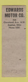 Matchbook Cover - Edwards Motors Pontiac Gem Match Canton OH