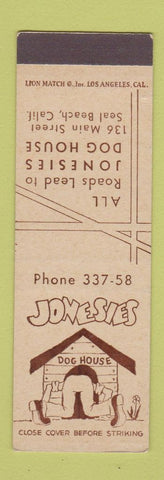 Matchbook Cover - Jonesies Dog House Seal Beach CA SAMPLE