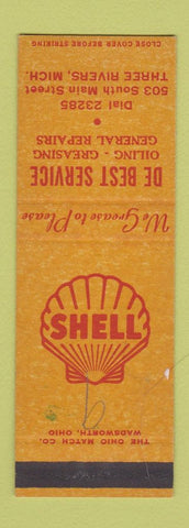 Matchbook Cover - Shell oil gas Three Rivers MI SAMPLE