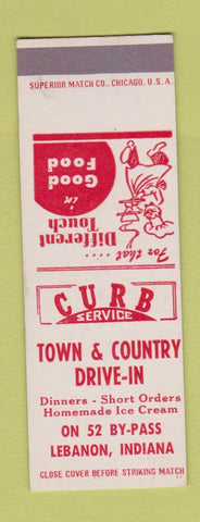 Matchbook Cover - Town and Country Drive In Lebanon IN SAMPLE
