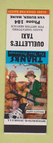 Matchbook Cover - Ouellette's Taxi Van Buren MI low phone # SAMPLE