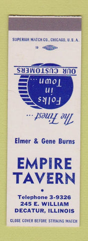 Matchbook Cover - Empire Tavern Decatur IL SAMPLE
