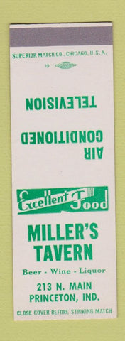 Matchbook Cover - Miller's Tavern Princeton IN SAMPLE