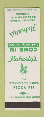 Matchbook Cover - Flaherty's Restaurant Chicago IL pizza SAMPLE