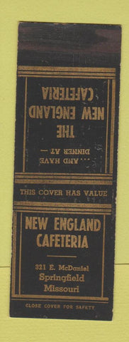 Matchbook Cover - New England Cafeteria Springfield MO WEAR SAMPLE