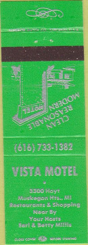 Matchbook Cover - Vista Motel Muskegon Heights MI