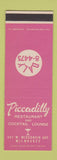 Matchbook Cover - Piccadilly Restaurant Milwaukee WI SAMPLE