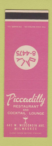 Matchbook Cover - Piccadilly Restaurant Milwaukee WI SAMPLE