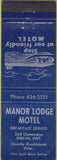 Matchbook Cover - Manor Lodge Motel Simcoe ON