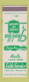 Matchbook Cover - Rod's Lunch Room Marshall VA low phone # SAMPLE
