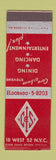 Matchbook Cover - Cora and Irene Stevens Restaurant New York City SAMPLE