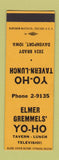 Matchbook Cover - Elmer Gremmels' Yo HO Tavern Lunch Davenport IA SAMPLE