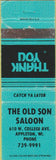 Matchbook Cover - Old Son Saloon Appleton WI  WEAr