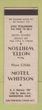 Matchbook Cover - Motel Whitson Bakersfield CA SAMPLE