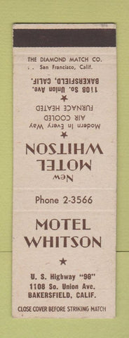 Matchbook Cover - Motel Whitson Bakersfield CA SAMPLE