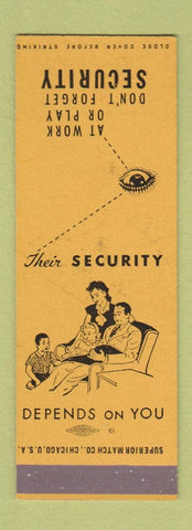 Matchbook Cover - Security Depends on Your eye SAMPLE