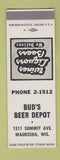 Matchbook Cover - Bud's Beer Depot Waukesha WI SAMPLE