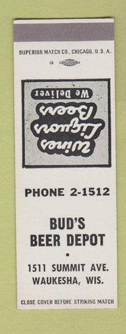 Matchbook Cover - Bud's Beer Depot Waukesha WI SAMPLE