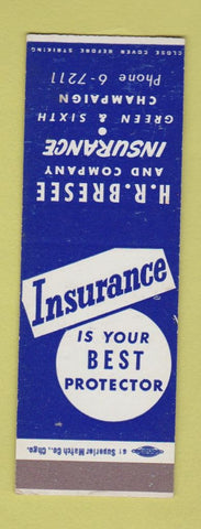 Matchbook Cover - HR Bresee Insurance Champaign IL SAMPLE