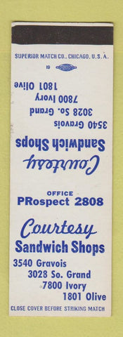 Matchbook Cover - Courtesy Sandwich Shops St Louis MO SAMPLE