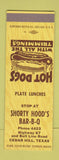 Matchbook Cover - Shorty Hood's BBQ Cedar Hills TX hot dogs SAMPLE