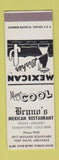 Matchbook Cover - Bruno's Mexican Restaurant Fort Smith AR SAMPLE