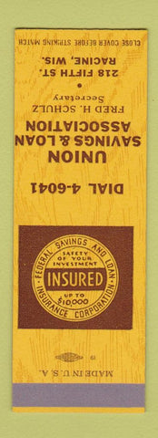 Matchbook Cover - Union Savings and Loan Racine WI SAMPLE