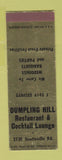 Matchbook Cover - Dumpling Hill Restaurant Danby? VT? SAMPLE