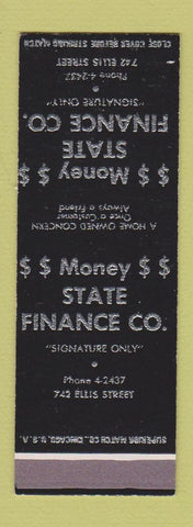Matchbook Cover - State Finance Company SAMPLE