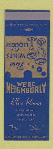 Matchbook Cover - Blue Room Elkhart IN SAMPLE