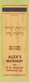 Matchbook Cover - Alex's Restaurant Chicago IL