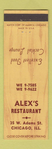 Matchbook Cover - Alex's Restaurant Chicago IL