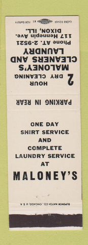 Matchbook Cover - Maloney's Cleaners Laundry Dixon IL