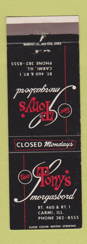 Matchbook Cover - Tony's Smorgasbord Carmi IL