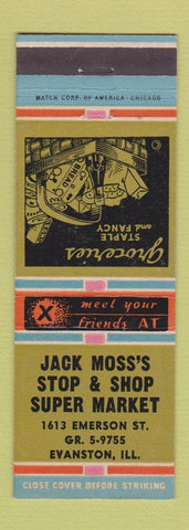 Matchbook Cover - Jack Moss's Grocery Evanston IL