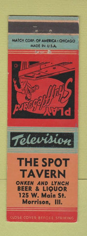 Matchbook Cover - The Spot Tavern Morrison IL Shuffleboard